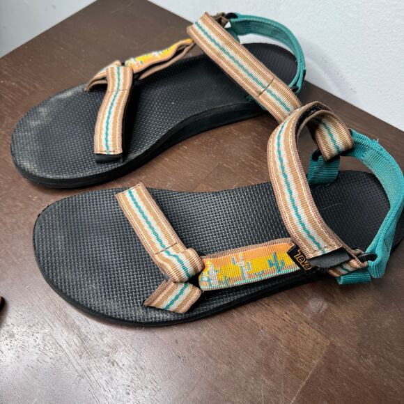 Teva Original Universal Strap Sandals Brown Teal Pattern Men’s 7 / Women’s 9 - Picture 5 of 6